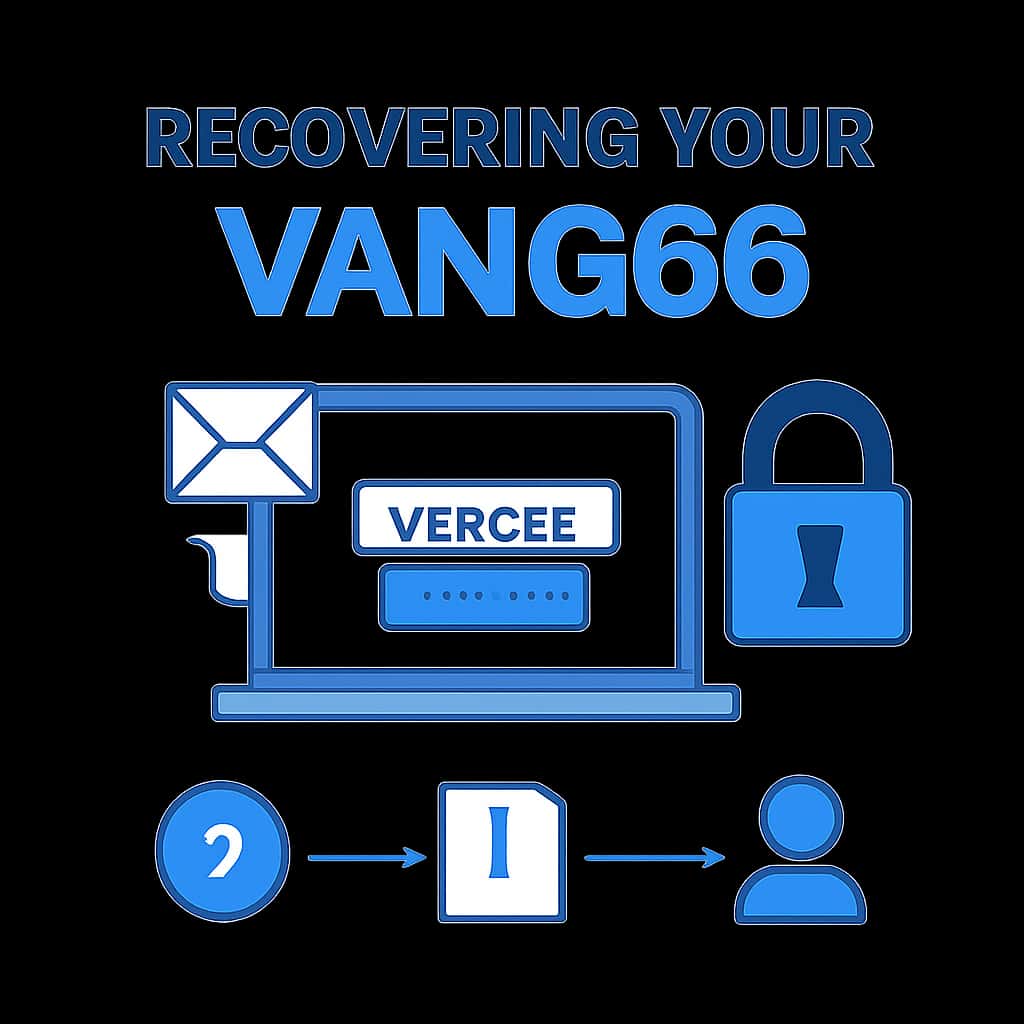 An educational diagram on the steps for recovering a Vang66 account.